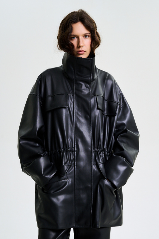 Парка из экокожи BLACK